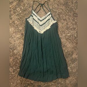 Entro Green Sleeveless mini Dress with Crochet Detail size M